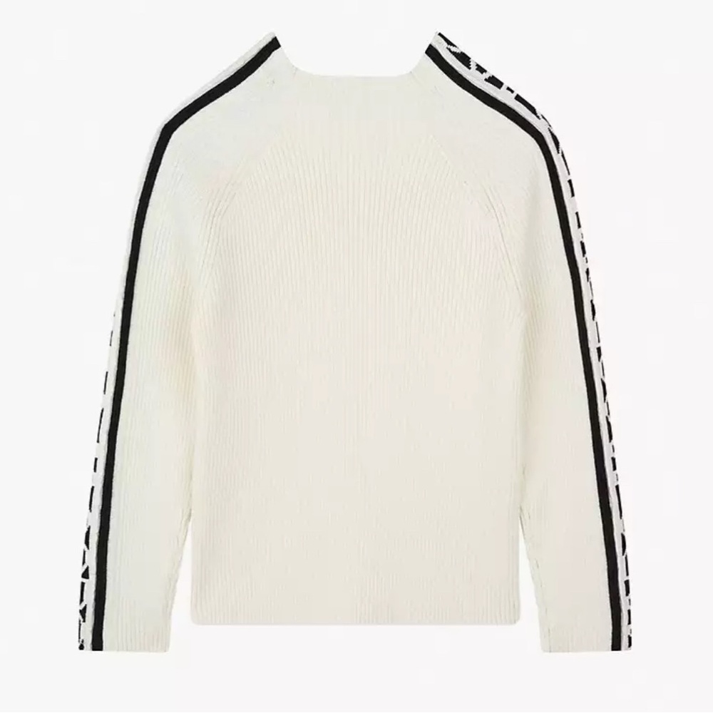 NWT [Marc Jacobs] Knitlogo Ribbed Sweater Stand-Up Collar White/Black Youth 12 - Picture 3 of 14